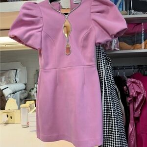 Rebecca Vallance Pink Mini Dress with Puff Sleeves
